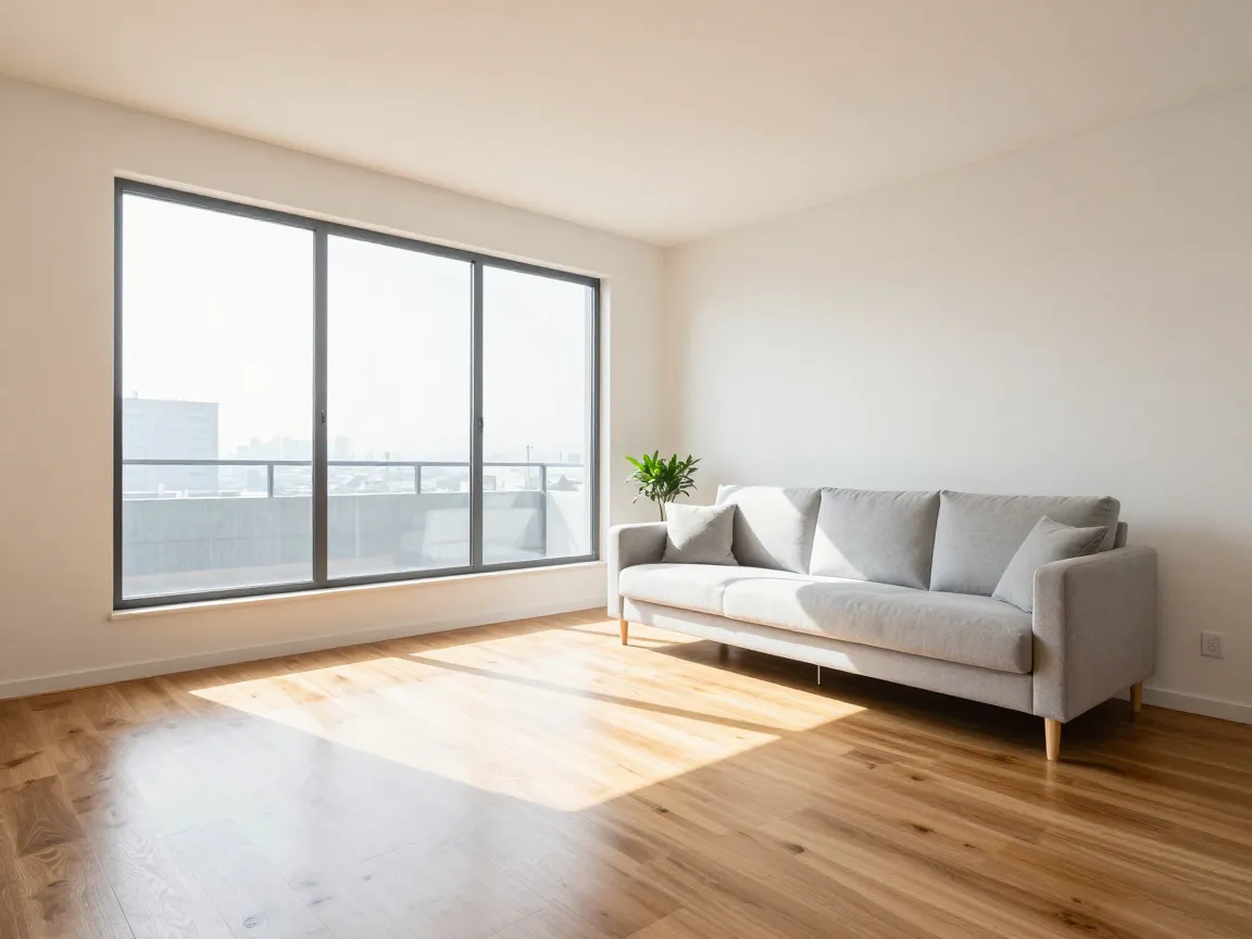 Living moderno y luminoso recién limpiado en un departamento de Santiago